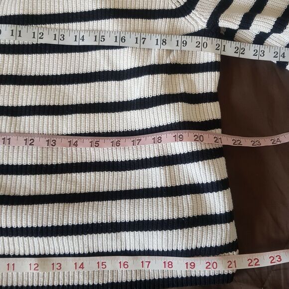Loft Sweater Womens Size XL Chunky Knit Stripe Tie Back Minimalist Preppy Geek - Picture 10 of 12